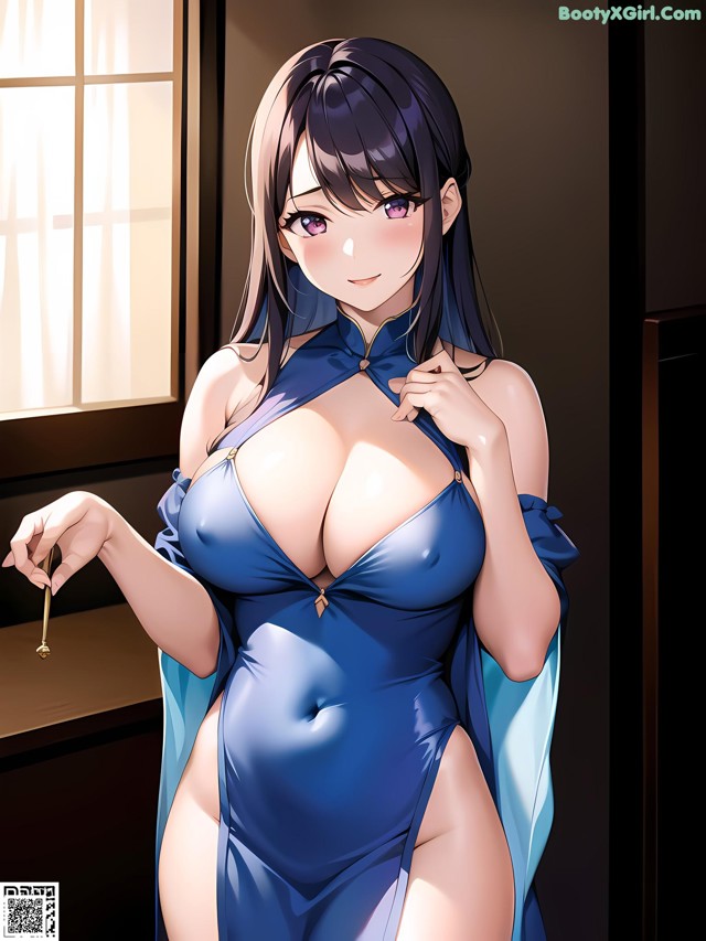 Hentai - 华彩繁花 Set 2 20230602 Part 17 No.f551df A woman in a blue dress holding a key.