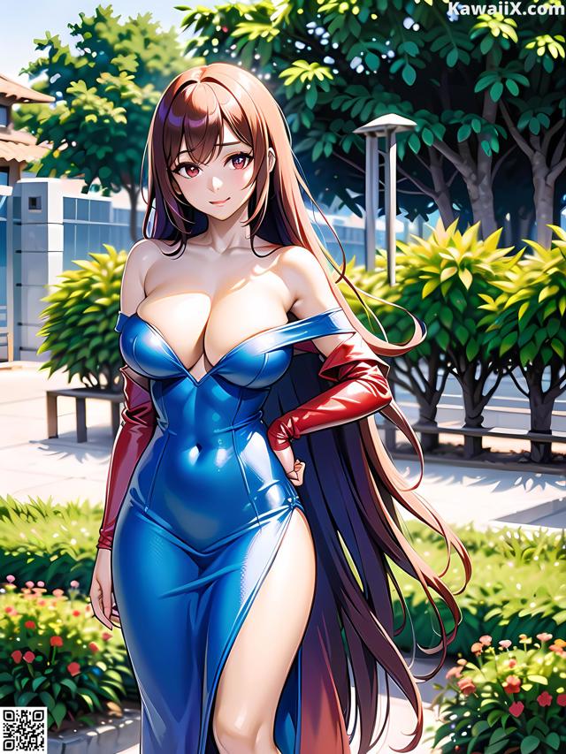 Hentai - 华彩繁花 Set 1 20230602 Part 12 No.a3426c A woman in a blue dress is posing for a picture.
