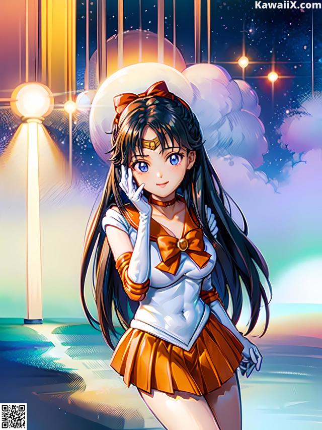 A girl in a sailor outfit talking on a cell phone.