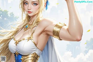 A woman in armor holding a sword in front of a candle.