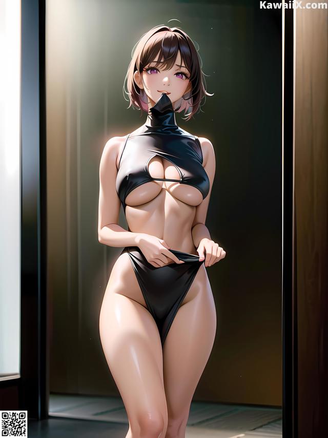 Hentai - 华彩繁花 Set 2 20230602 Part 21 No.970901 A woman in a black bikini standing in front of a door.